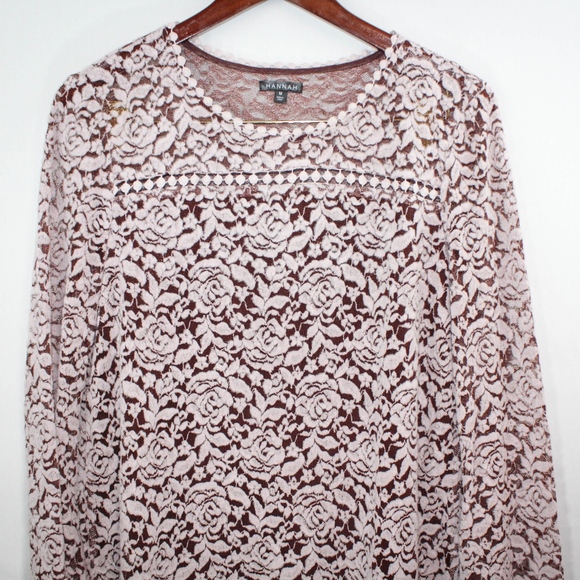 Hannah Sheer Velvet Rose Long Sleeve Blouse, sz: M - Picture 6 of 8